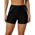 thumbnail image 5 of Charmo Womens Swim Shorts with Ruched Pockets High Waisted Board Shorts Swimsuit Bottom, 5 of 6