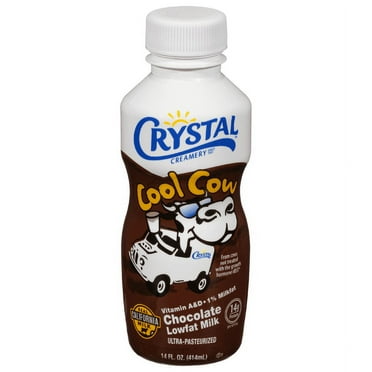 Crystal Creamery, Real California Milk, Cool Cow Chocolate Low Fat Milk, Plastic Bottle, 14 fl oz.