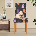 thumbnail image 4 of Yayeee 4 Pack Dining Chair Covers Stretch Parson Chairs Slipcovers Seat Protector, Halloween Orange Ghosts, 4 of 6
