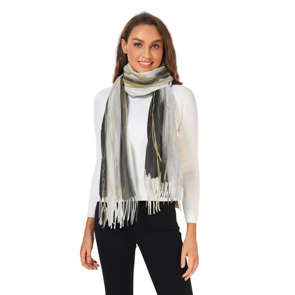 Winter Scarves for Women White Gray Black Marble Fashion Pashmina Shawl Wraps Long Blanket Scarf for Fall Spring