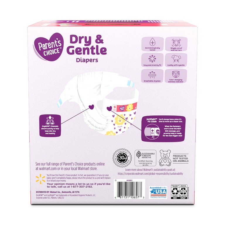 Parent's Choice Dry & Gentle Diapers Size Newborn, 45 Count (Select for  More Options) 