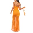 thumbnail image 5 of Coduop Women Ruffle Bodycon Long Dress Spaghetti Strap Solid Color Party Dress Summer Mesh Dress, 5 of 6