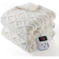 thumbnail image 1 of 62x84 Heated Throw Blanket with Thick Tufted Cable Pattern,10 Heat Levels&10Timer Settings,Electric Throw with Intelligent Temperature Control,Machine Washable,Fast Heating，White, 1 of 9
