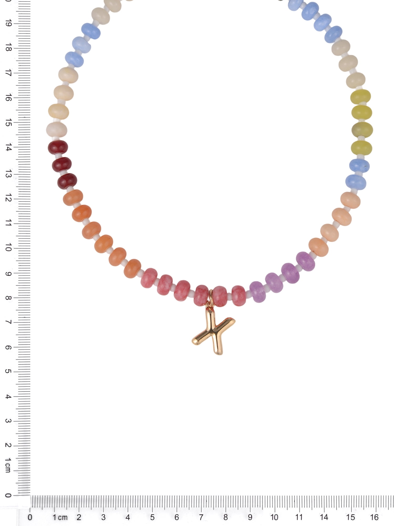 Time and Tru Goldtone Multicolored Bead Initial "X" Necklace