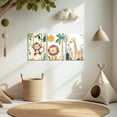 thumbnail image 2 of Hieng Safari Animals Nursery Wall Art 3 Pieces Giraffe Lion Elephant Monkey Zebra Pictures Jungle Baby Animal Theme Canvas Prints for Kids Room Decor Unframed, 2 of 6