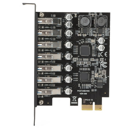 Tarjeta de expansión PCIE de 7 puertos Tarjeta de expansión PCIE de 7 puertos 7 puertos USB3.2 1.5A Transmisión de velocidad Alimentación estable USB3.2 Tarjeta de expansión frontal: compatible con 5G