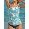 thumbnail image 4 of Asoul Womens One Shoulder Keyhole Tankini Tops Side Tie Ruched Swimsuit Tops Only(No Bottoms), 4 of 9