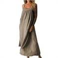 thumbnail image 2 of Meichang Robes à Bretelles Spaghetti pour Femmes Maxi Robe d'Été Sans Manches Coupe Ample Coton Lin Robes Été Swing Fluides Longues Robes, 2 of 6