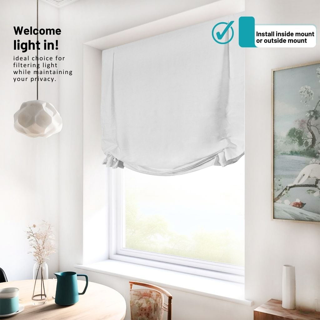 Chicology Cordless Roman Shades, White (Tulip), 31"W X 64"H