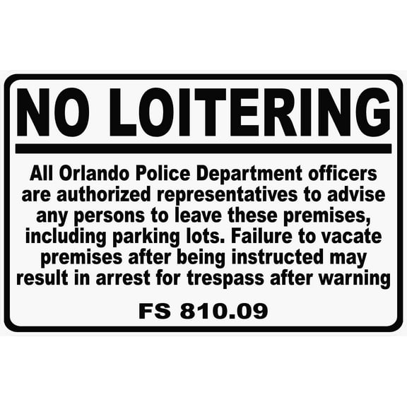 No Loitering Sign Orlando Code 810.09