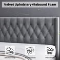 thumbnail image 5 of Upholstered King Bed Frame with Velvet Headboard Wingback Platform Bed Frame King and Deep Button Tufted Headboard/No Box Spring Needed/Easy Assembly, 5 of 6