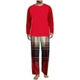 thumbnail image 2 of YueHuiYing Men's Pajamas Set 2 Piece Long Sleeve T-Shirt Loungewear Long Plaid Pants with Pocket, 2 of 7