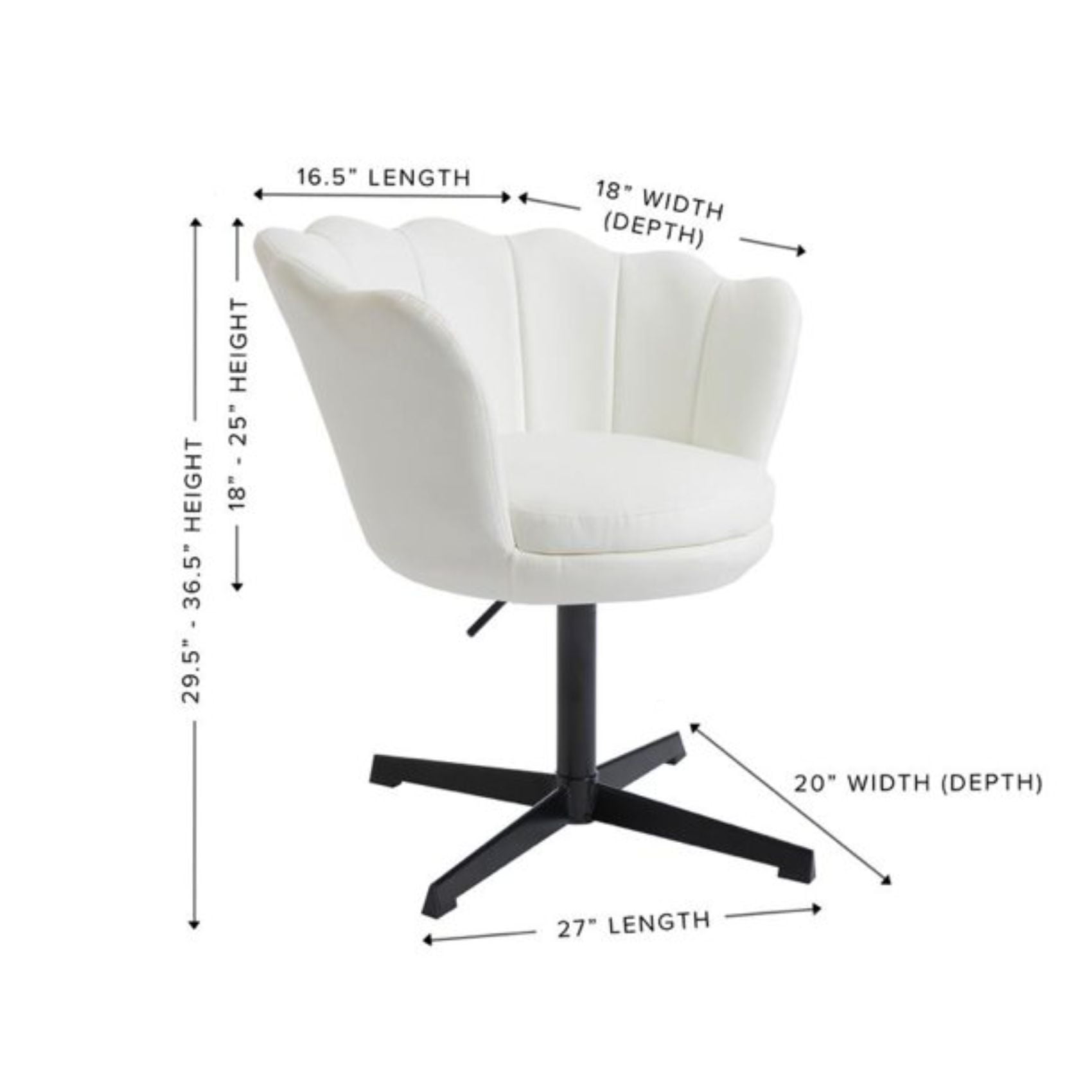 Impressions Vanity Melissa Swivel Modern Makeup Chair, 360 Degree Swivel Desk Chairs (White)