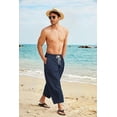 thumbnail image 2 of COOFANDY Men's Baggy Harem Pants Drawstring Cotton Linen Trousers Capri Yoga Beach Pants with Pockets, 2 of 4