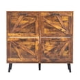 Barn Door Shoe Cabinet - 4 Drawers, Black Metal Handle - 106cm Entryway ...
