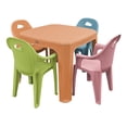 thumbnail image 1 of Mesa Infantil con 4 Sillas de Colores para Niños Plástico Resistente Comer Dibujar Rattan Nube (Naranja Atardecer), 1 of 4