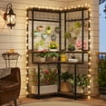 thumbnail image 2 of Tribesigns 4-Tier Large Corner Plant Shelves with 15 S-shaped Hanging Hooks, Rustic Brown Tall Plant Stand Shelf for Living Room Patio, 2 of 5