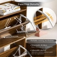 thumbnail image 4 of GODPAW 9.5" Narrow Freestanding Shoe Cabinet Storage, 2 Fluted Flip Drawers, Top Shelf & Adjustable Shelves, Entryway, Walnut, 4 of 9