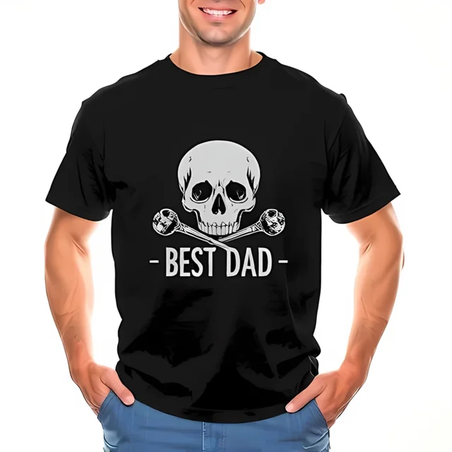 T-Shirt Unisexe Mode à Col Rond en Coton avec Motif de Feuille Unique « Best Dad », Haut Graphique, jusqu'à Taille 5TG