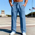thumbnail image 2 of Men's Relaxed Fit Straight Leg Jogger Pants with Soft Knit Fabric and Elastic Waistband, Versatile Casual & Business Athletic Trousers for Work or Sport,Blue,2XL, 2 of 6