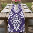 thumbnail image 4 of Purple Boho Table Runner 90 Inches, Vintage Classic Bohemia Flower Textured Bed Runner Dresser Scarves Tabletop for Indoor Outdoor Parties/Ceremony/Banquet, 13" x 90", 4 of 9