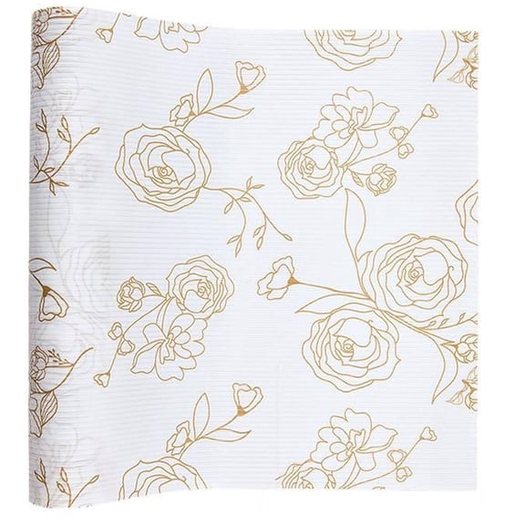 Shelf Liners for Kitchen Cabinets Non-Adhesive 11.8in×10ft Non Slip Drawer Liner Christmas Gifts (Gold Roses)