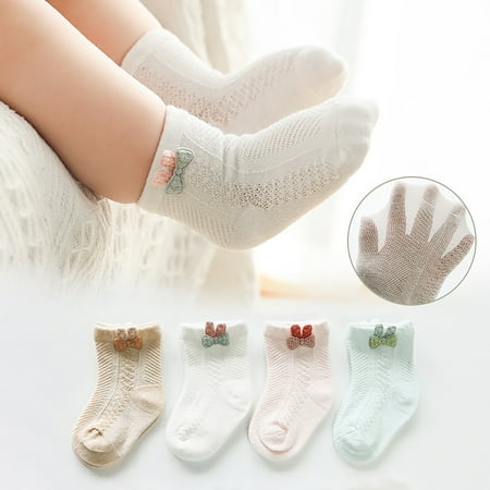

MyBeauty 1 Pair Baby Socks Cartoon Ears Decor Wear-resistant Good Elasticity Baby Ankle Socks for Summer Khaki XS