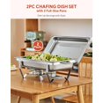 thumbnail image 4 of WILPREP 2pc Chafing Dish Buffet Set, Chafing Dishes for Buffet with 4 Full Size Food Pans, Chafing Dish Set with Foldable Frame, Food Grade Stainless Steel Food Warmers for Parties Buffets Banquets, 4 of 4