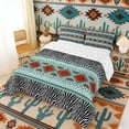 thumbnail image 2 of Erosebridal Bohemian Aztec Full Size Comforter Sets, Zebra Print Bedding Sets, Teal Orange White Black, Reversible 3 Pieces, 1 Comforter and 2 Pillowcases, 2 of 6