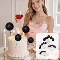 20-Piece Cake Decorations Glitter Foam Balls Set - Colorful Sparkle Balls for Birthday Cakes, Cupcakes & Dessert Decor, Mini Craft Balls for Party Decorations, DIY Baking Decoration Supplies, Black
