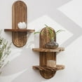 thumbnail image 6 of YIEMEEN Double Layer Wall Shelf Oval Shape Plant Display Floating Rack Organizers for Bathroom Bedroom Kitchen Storage, 6 of 8
