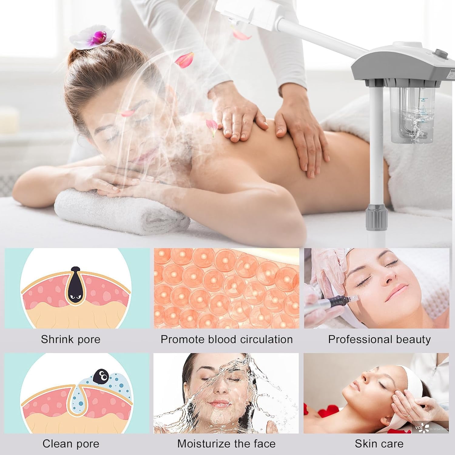 Ktaxon Facial Steamer Machine with 180° Rotating Spray, Auto Shut-off, White