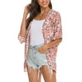thumbnail image 6 of Leesechin Women's Cover Ups Ladies Print Chiffon Beach Cardigan Blouse Shawl Loose Tops Outwear, 6 of 9
