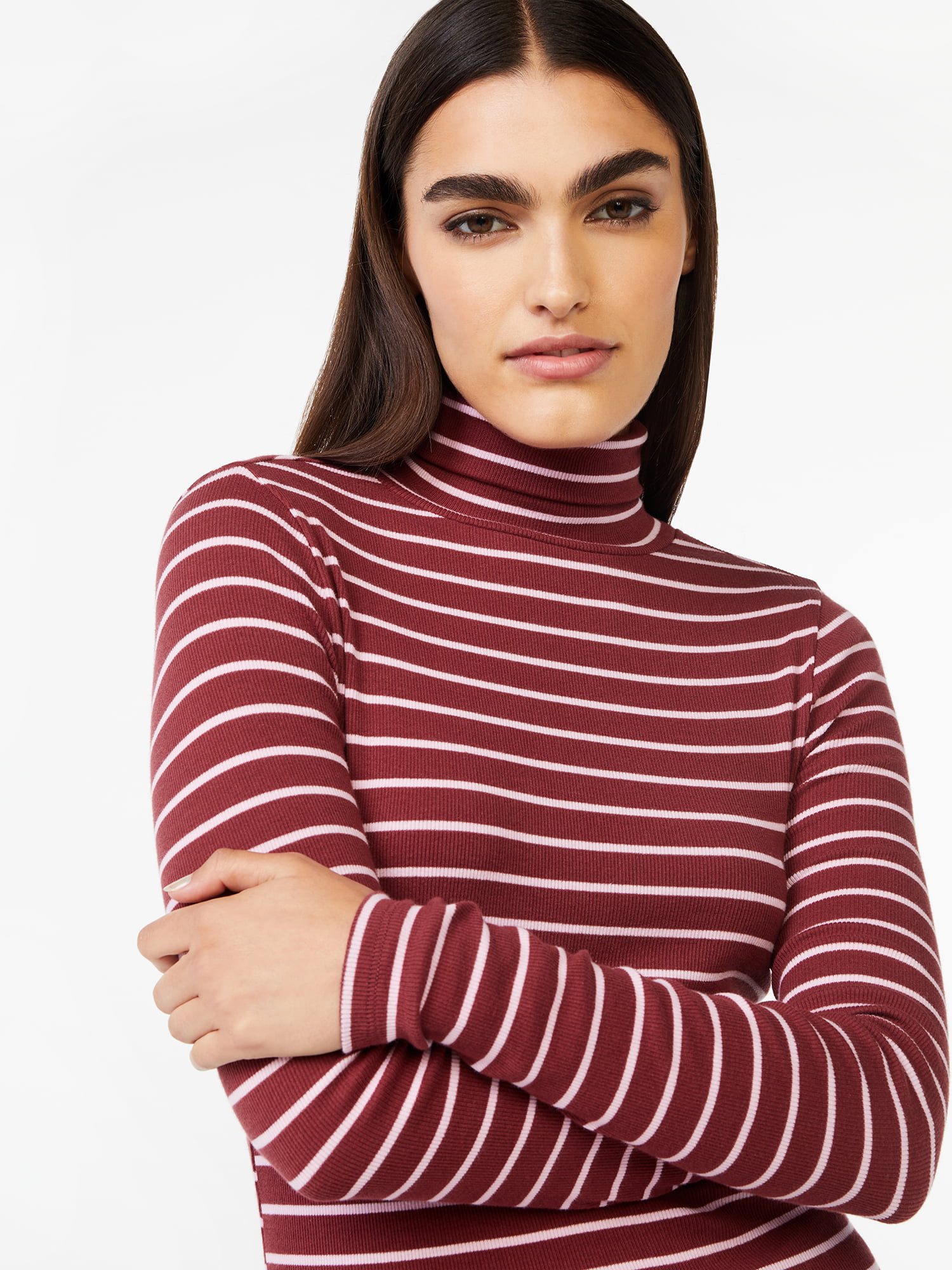 Women's burgundy kid cashmere turtleneck sweater