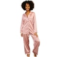 thumbnail image 5 of Belles Design Womens Silk Satin Pajama Button Down Long Sleeve and Pants Set Sleepwear Loungewear S To XXL, 5 of 15
