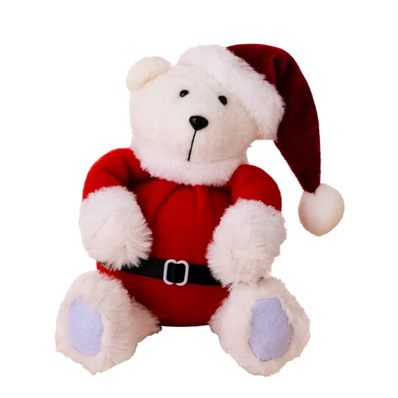 Tmboryuu Holiday Plush Sitting Bear Doll Lovely Bear Figurine Collectible Christmas Theme Animal Ornament Home Decoration