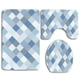 thumbnail image 1 of ABPHQTO Geo Checker azul y blanco Juego de alfombras de baño de 3 piezas Alfombra de baño Alfombra de contorno y tapa de inodoro ABPHQTO Cont-CHAPPLE-38058, 1 of 2