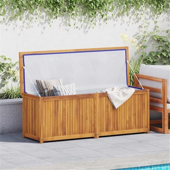 Bowery Hill Large Rectangular Solid Teak Wood Garden Box in Brown