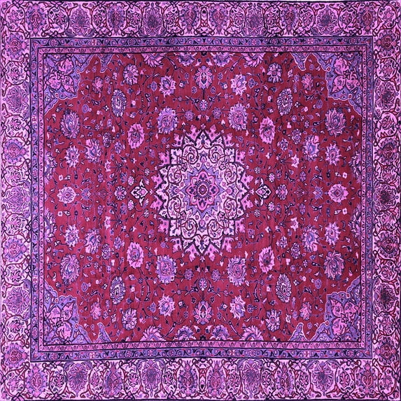 Ahgly Company Indoor Square Medallion Purple Traditional Area Rugs, 4' Square