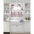 thumbnail image 3 of Watercolor Pink Flowers Swag Curtains for Living Room/Bedroom Windows, Spring Flowers Botanical Wood Grain Kitchen Curtains and Valances Set 36 Inch Length, Swags Valance Curtain Panels, 3 of 5