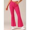 thumbnail image 2 of DARING DIVA Women's Flare Denim Pants High Waist Stretch Bell Bottoms Jeans XL Hot Pink, 2 of 6