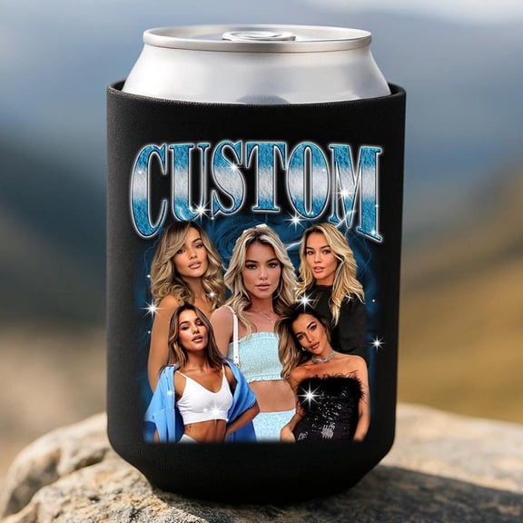 Personalized Photo Text Can Cooler Custom Picture Slim Can Custom Image Can Funny Birthday