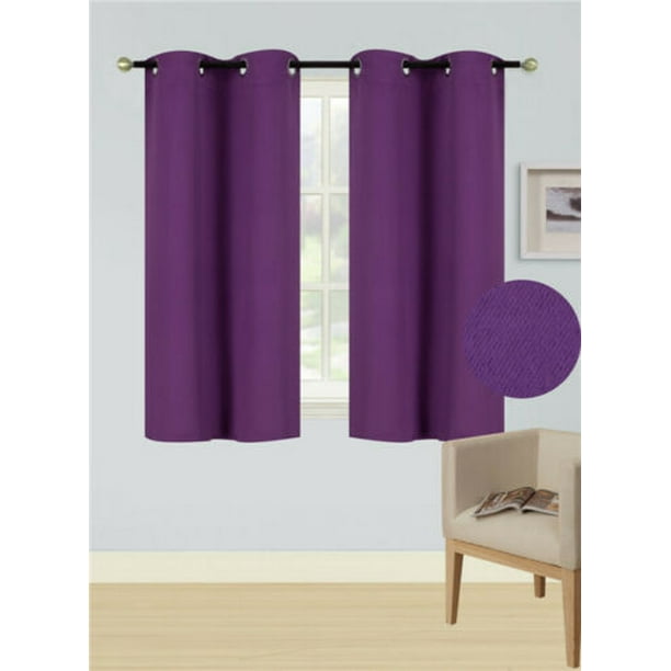 K54 Purple 1 Panel Silver Grommets Kitchen Tier Window Curtain 3 K54 Purple 1 Panel Silver Grommets