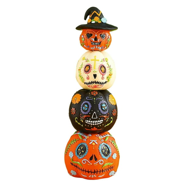 4 figuras de calabaza para decoración de Halloween, esculturas para fiestas navideñas, estantes, repisas, adornos para sala de estar