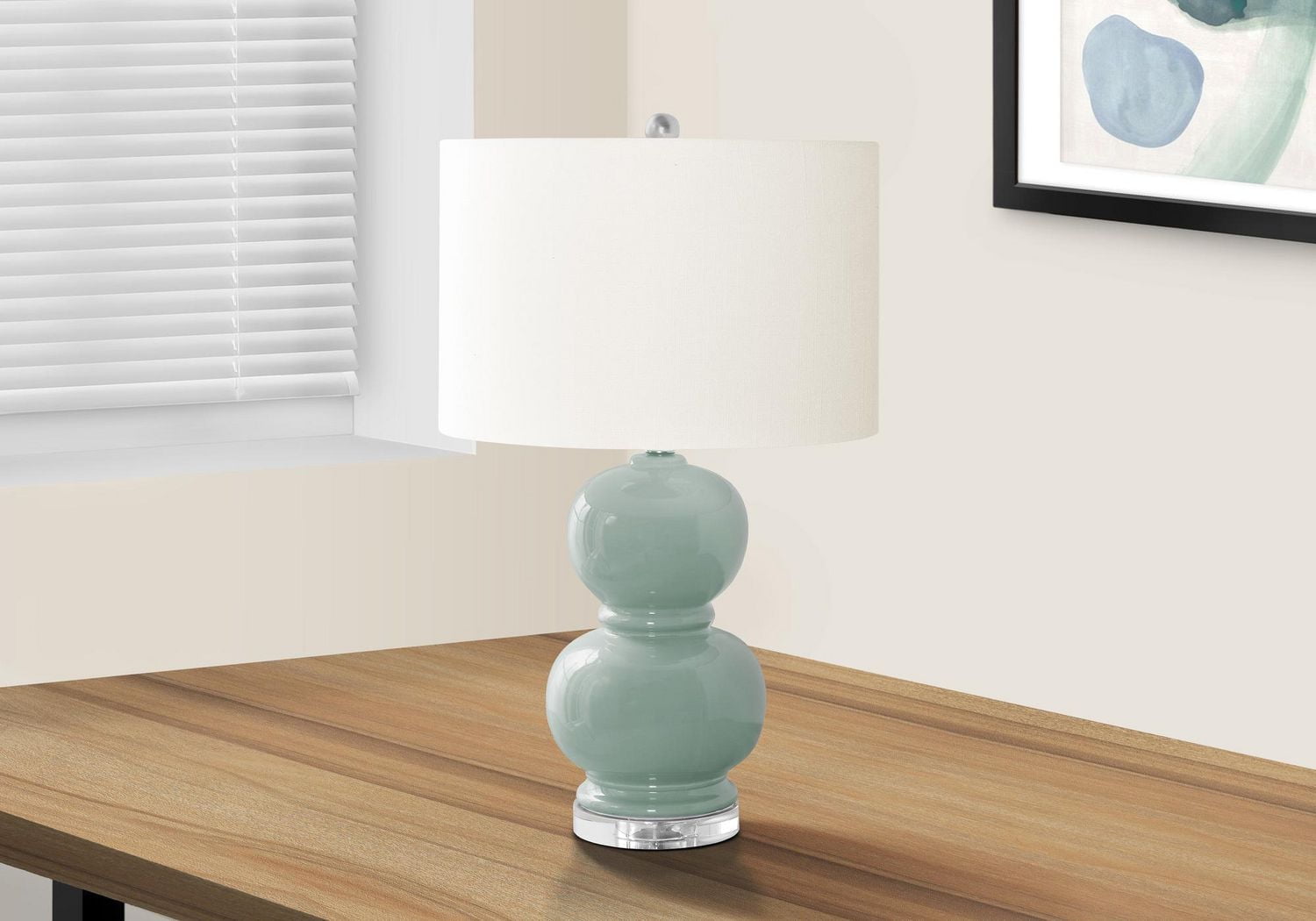 Monarch Specialties Lighting, 25"h, Table Lamp, Blue Ceramic, Ivory / Cream Shade, Contemporary, Modern