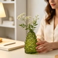 thumbnail image 5 of MYUNNIL Pinecone Shaped Glass Vase, 6" Conical Transparent Embossed Glass Flower Vase, Fall Farmhouse Floral Accessory for Home Mantel Table Office Shelf Decor, Green, 5 of 7