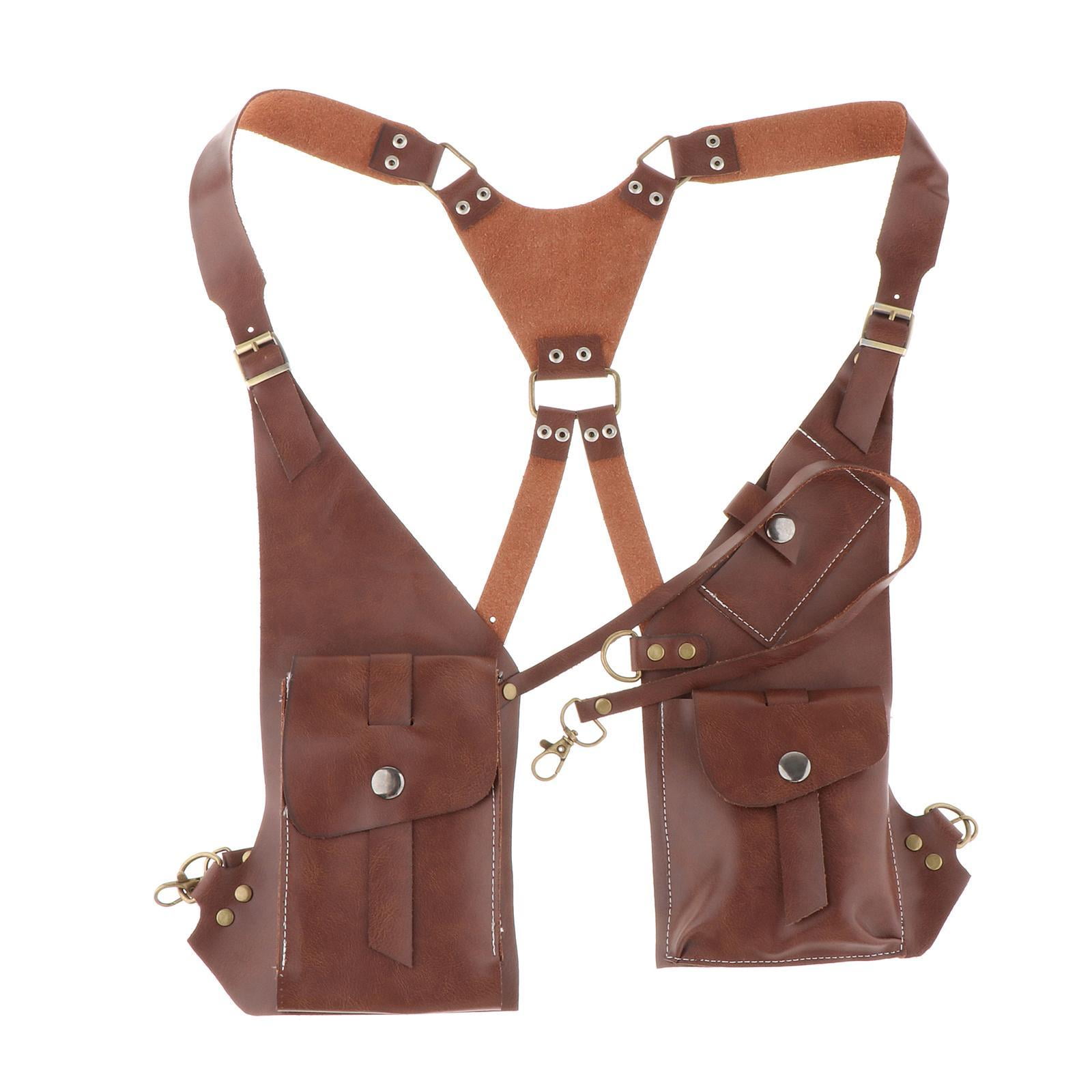 Abbraccia Steampunk Shoulder Harness Pouch Wear Resistant Wallet Bag for Motorcycling Street Deep Brown