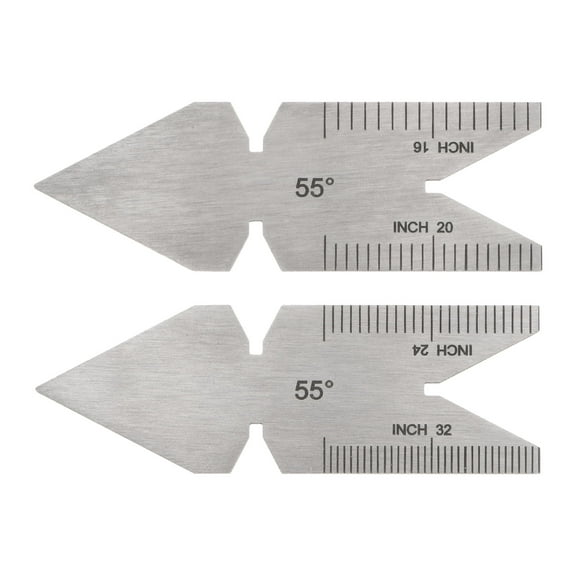 Uxcell 2 Packs Center Gauge 55 Degree Thread Cutting Angle Gauge Stainless Steel, Thread Pitch Increment 16/20/24/32thd