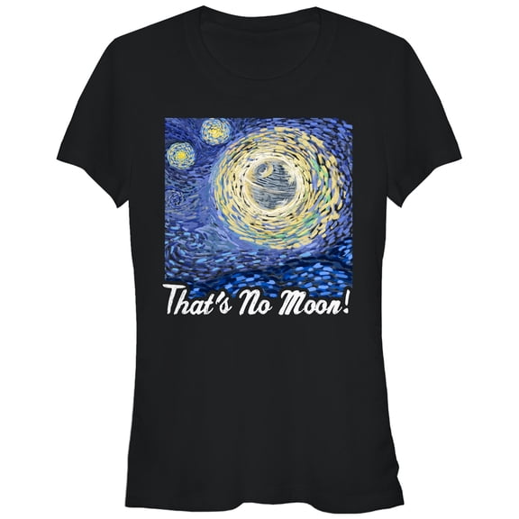 Junior's Star Wars That's No Moon Art Graphic Tee Black Small