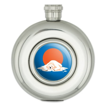 

Global Warming Polar Bear Melting Round Stainless Steel 5oz Hip Drink Flask